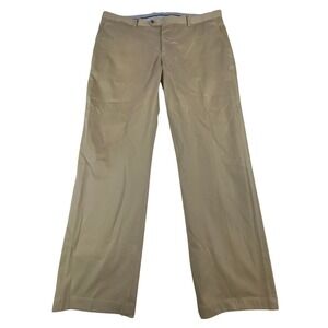Peter Millar Collection Perfect Poplin Mens Tan Khaki Pants Size 38 Silk Cotton